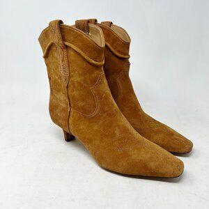 Sam Edelman Women's Boots sz 7 ½ Brown / Rust Suede Leather Ankle Bootie Western